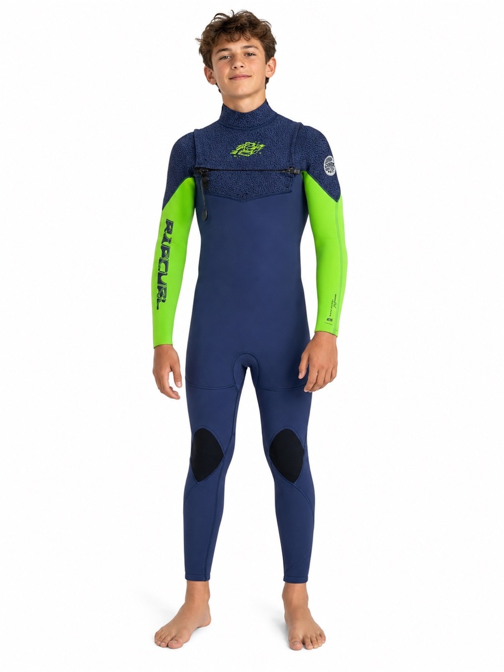 Rip Curl Dawn Patrol Youth 16 4/3 Chest Zip Wetsuit Blue Green NWT